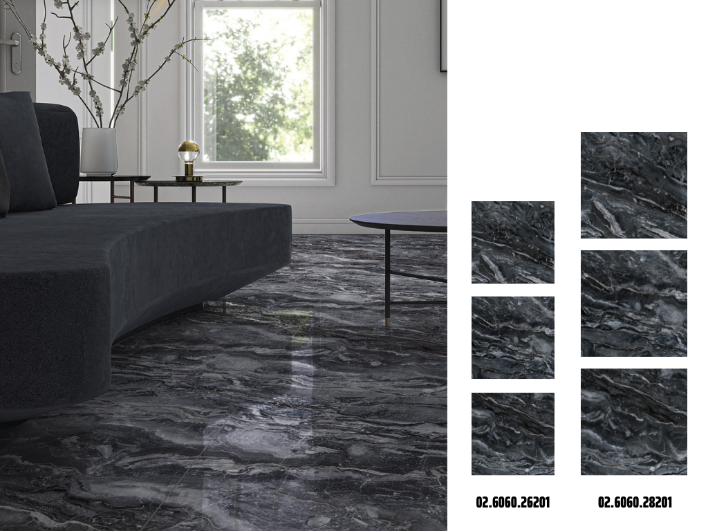 gạch ốp lát vân đá đen sang trọng