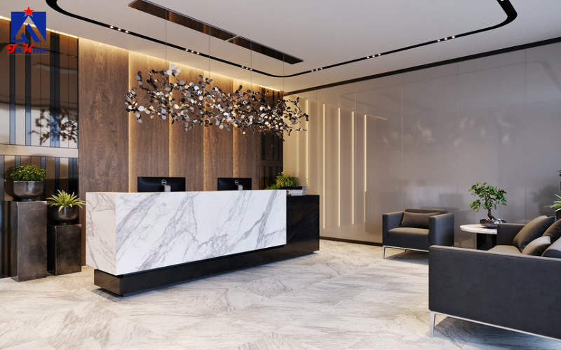 Gạch lát nền 1mx1m vô cùng phù hợp với những không gian rộng lớn như khách sạn, nhà hàng…