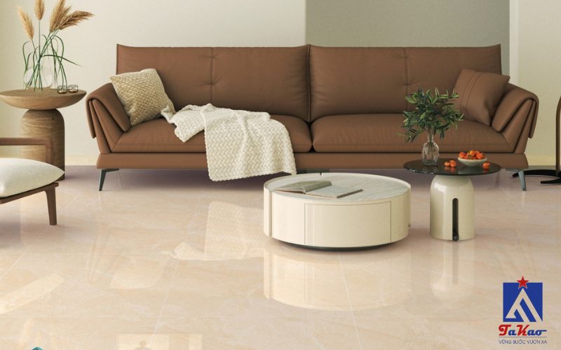 Gạch lát nển 600x600mm sử dụng cho không gian phòng khách