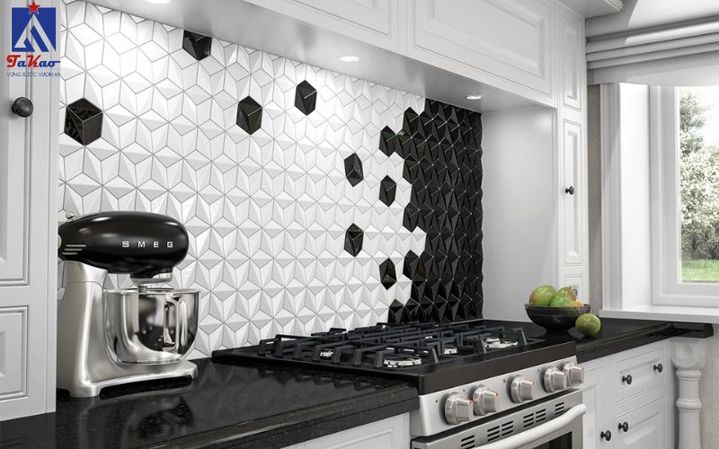 Gạch 3D ốp tường bếp