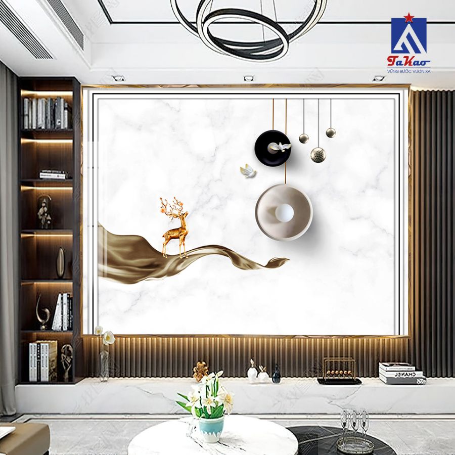 Ốp tường phòng khách kiểu 3D