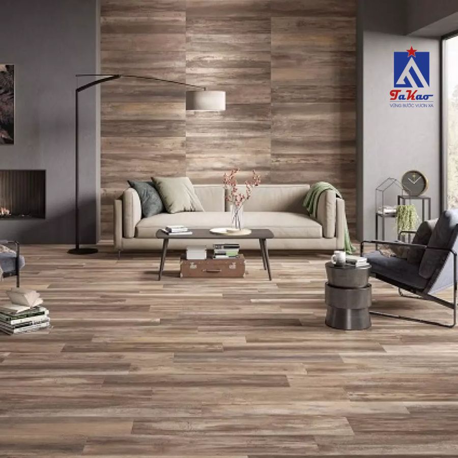 Mẫu gạch này mang lại vẻ đẹp ấm cúng, tự nhiên của gỗ mà không cần lo lắng về các vấn đề như mối mọt, cong vênh hay phai màu