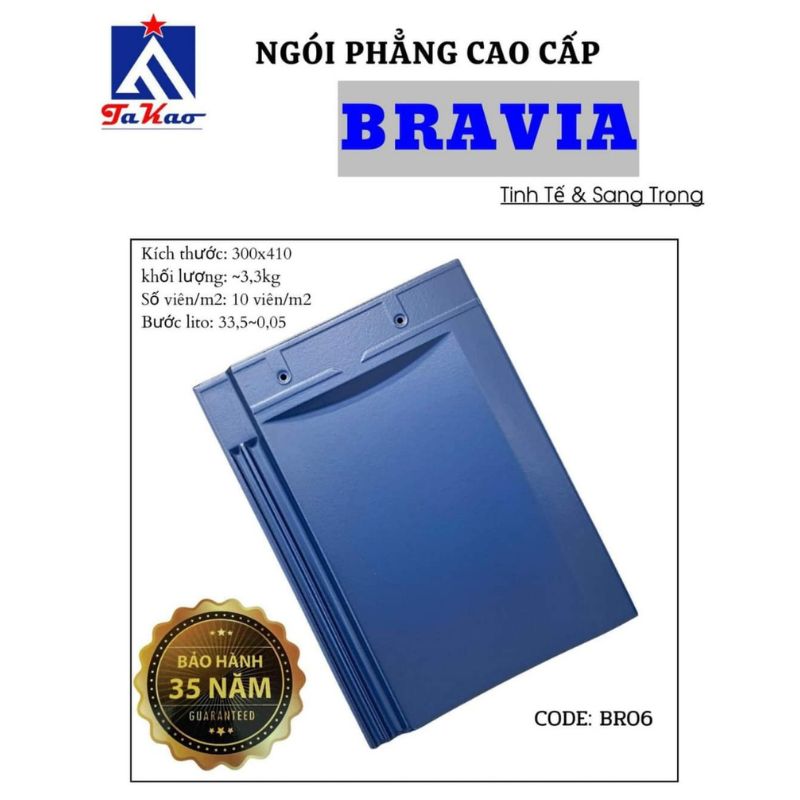 Ngói phẳng Bravia là loại ngói được sản xuất từ bê tông hoặc gốm sứ, nổi bật với thiết kế phẳng và các tính năng vượt trội