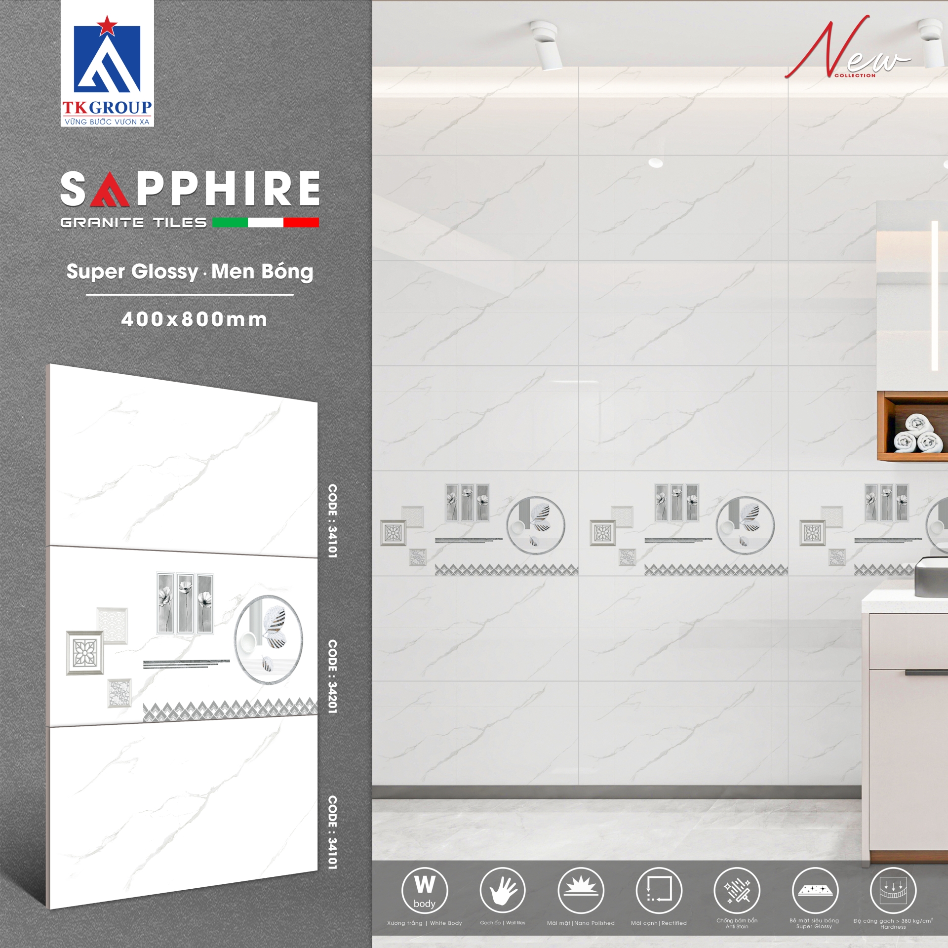 Gạch Porcelain - Elite 34101 - 34201 - 34101