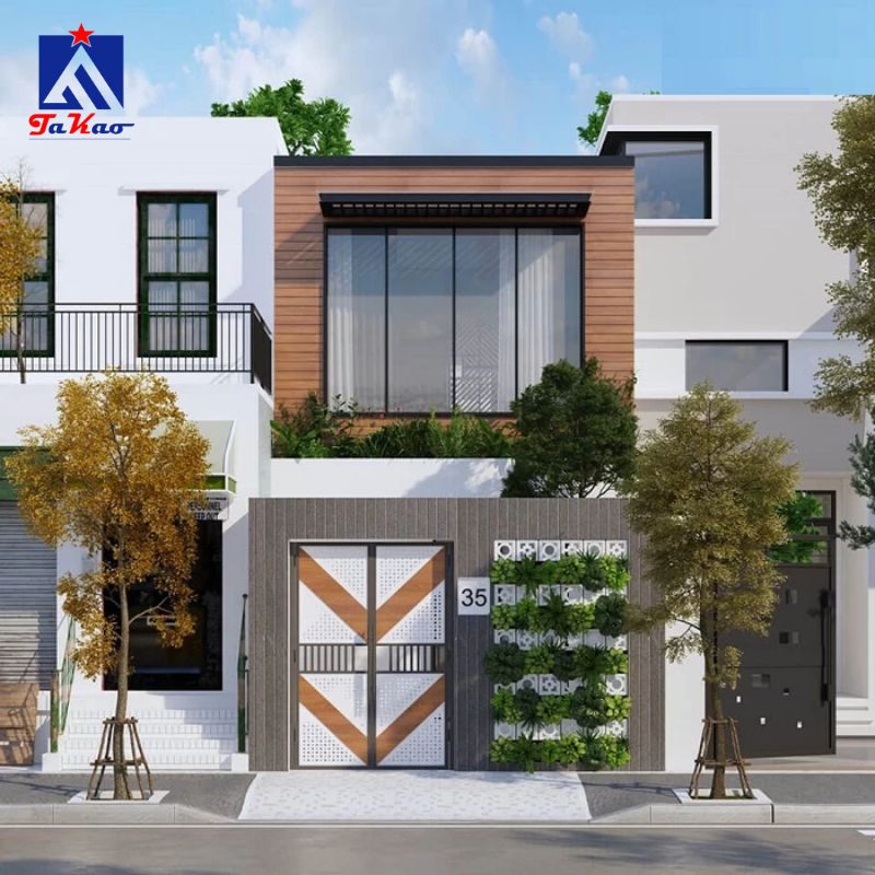 Cách phối màu gạch ốp tường mặt tiền