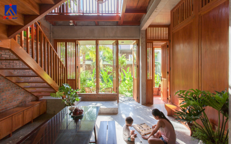 nhà gỗ nên lát gạch màu gì