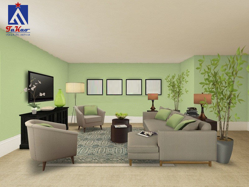 Tường màu xanh nên lát gạch màu gì