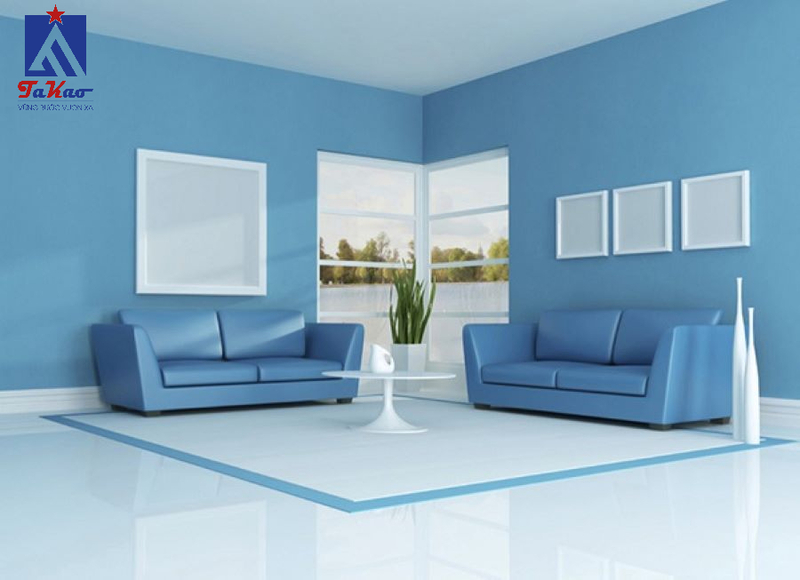 Tường màu xanh nên lát gạch màu gì