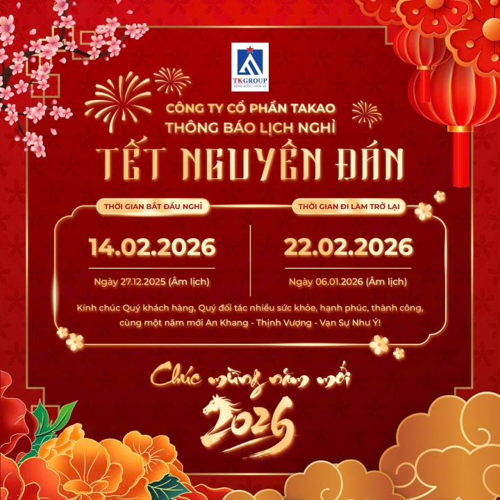 Thông báo lịch nghỉ tết của Takao